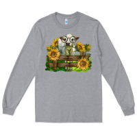 Heather Grey charolais heifer with sunflowers Long Sleeve Tee - LillyAllenDesigns
