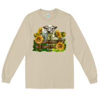 Mushroom charolais heifer with sunflowers Long Sleeve Tee - LillyAllenDesigns