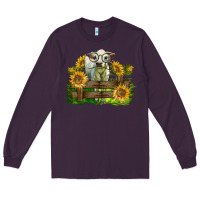 Plum charolais heifer with sunflowers Long Sleeve Tee - LillyAllenDesigns