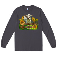 Smoke charolais heifer with sunflowers Long Sleeve Tee - LillyAllenDesigns