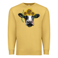 Antique Gold holstein cow with sunflower Premium Sweatshirt - BarkalooDesign