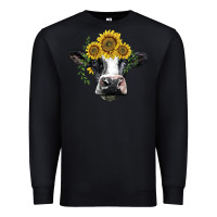 Black holstein cow with sunflower Premium Sweatshirt - BarkalooDesign
