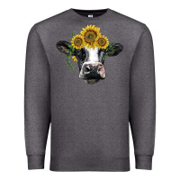 Charcoal Heather holstein cow with sunflower Premium Sweatshirt - BarkalooDesign