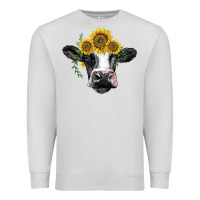 Dove Grey holstein cow with sunflower Premium Sweatshirt - BarkalooDesign