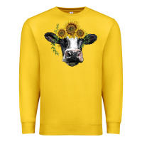 Lemon holstein cow with sunflower Premium Sweatshirt - BarkalooDesign