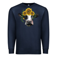 Navy holstein cow with sunflower Premium Sweatshirt - BarkalooDesign