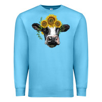 Ocean Blue holstein cow with sunflower Premium Sweatshirt - BarkalooDesign