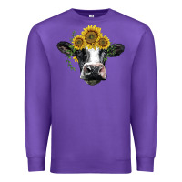 Purple holstein cow with sunflower Premium Sweatshirt - BarkalooDesign