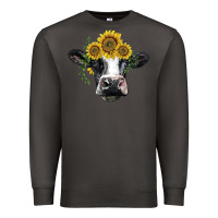 Smoke holstein cow with sunflower Premium Sweatshirt - BarkalooDesign