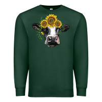 Sports Green holstein cow with sunflower Premium Sweatshirt - BarkalooDesign
