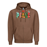 Chestnut peace Zipper Hoodie - MaliasSmallBusiness