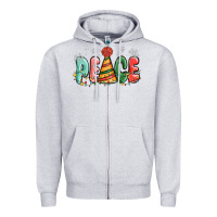 Heather Grey peace Zipper Hoodie - MaliasSmallBusiness