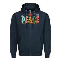 Navy peace Zipper Hoodie - MaliasSmallBusiness