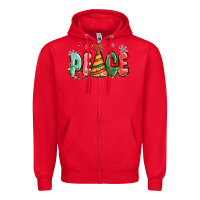 Red peace Zipper Hoodie - MaliasSmallBusiness