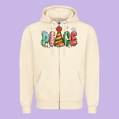 Peace Zipper Hoodie Designed By Maliassmallbusiness