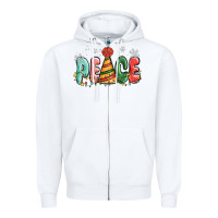 White peace Zipper Hoodie - MaliasSmallBusiness