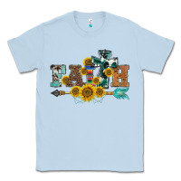 Dusty Blue western faith arrow sunflowers Classic Tee - BarkalooDesign