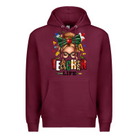 Burgundy teacher life blonde caucassian messy bun Premium Hoodie - texasbilliewilder