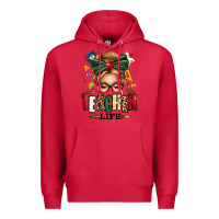 Cardinal teacher life blonde caucassian messy bun Premium Hoodie - texasbilliewilder