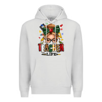 Dove Grey teacher life blonde caucassian messy bun Premium Hoodie - texasbilliewilder
