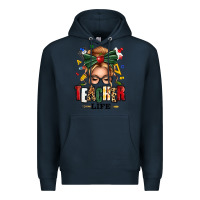 Navy teacher life blonde caucassian messy bun Premium Hoodie - texasbilliewilder