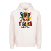 Pale Pink teacher life blonde caucassian messy bun Premium Hoodie - texasbilliewilder