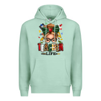 Seafoam teacher life blonde caucassian messy bun Premium Hoodie - texasbilliewilder