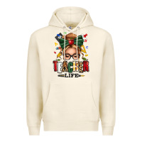 Teacher Life Blonde Caucassian Messy Bun Premium Hoodie | Teevron