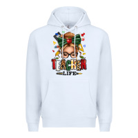 White teacher life blonde caucassian messy bun Premium Hoodie - texasbilliewilder