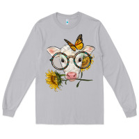 Moon Dust charolais calf with sunflowers and butterfly Long Sleeve Tee - LillyAllenDesigns