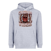 Heather Grey football vibes smiley face Heavyweight Hoodie - BarkalooDesign