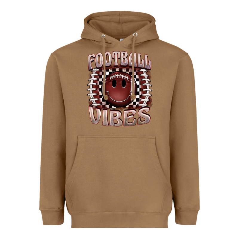 Football Vibes Smiley Face Heavyweight Hoodie by BarkalooDesign | Teevron