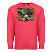 Cardinal holstein cow with cap and leopard background Premium Sweatshirt - BarkalooDesign