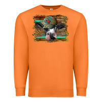 Carrot holstein cow with cap and leopard background Premium Sweatshirt - BarkalooDesign