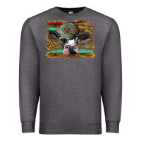 Charcoal Heather holstein cow with cap and leopard background Premium Sweatshirt - BarkalooDesign