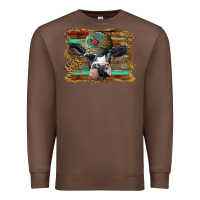Chestnut holstein cow with cap and leopard background Premium Sweatshirt - BarkalooDesign