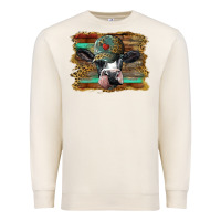 Sandshell holstein cow with cap and leopard background Premium Sweatshirt - BarkalooDesign