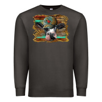 Smoke holstein cow with cap and leopard background Premium Sweatshirt - BarkalooDesign