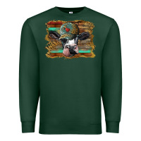 Sports Green holstein cow with cap and leopard background Premium Sweatshirt - BarkalooDesign