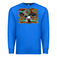 True Royal holstein cow with cap and leopard background Premium Sweatshirt - BarkalooDesign