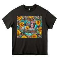 Asphalt baby pigs with leopard cowhide and sunflowers Heavy Core Tee - Artiststas