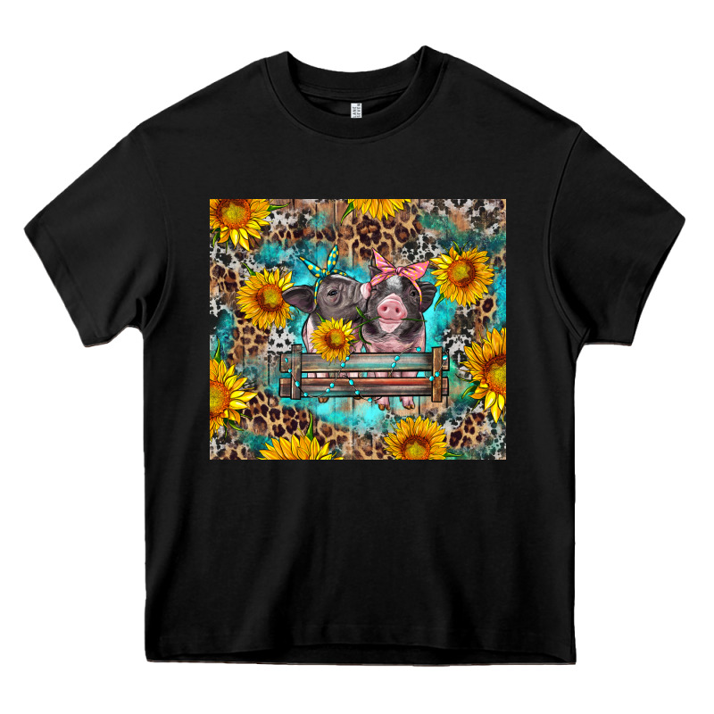 Baby Pigs With Leopard Cowhide And Sunflowers Heavy Core Tee by Artiststas | Teevron