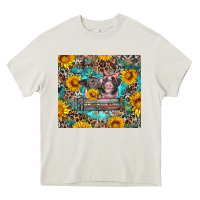 Cream baby pigs with leopard cowhide and sunflowers Heavy Core Tee - Artiststas