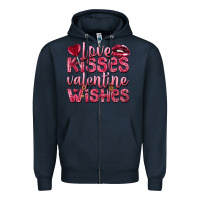 Navy love kisses valentine wishes Zipper Hoodie - NancyCooperArtShop