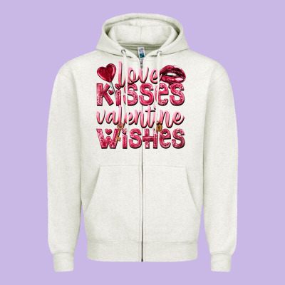Love Kisses Valentine Wishes Zipper Hoodie Designed By Nancycooperartshop