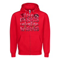 Red love kisses valentine wishes Zipper Hoodie - NancyCooperArtShop