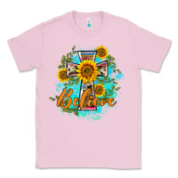 Bubblegum Pink western belive sunflowers cross Classic Tee - BarkalooDesign