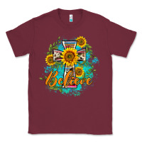 Burgundy western belive sunflowers cross Classic Tee - BarkalooDesign