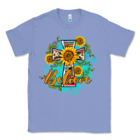 Colony Blue western belive sunflowers cross Classic Tee - BarkalooDesign