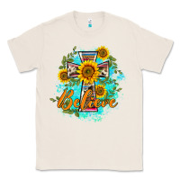 Natural western belive sunflowers cross Classic Tee - BarkalooDesign